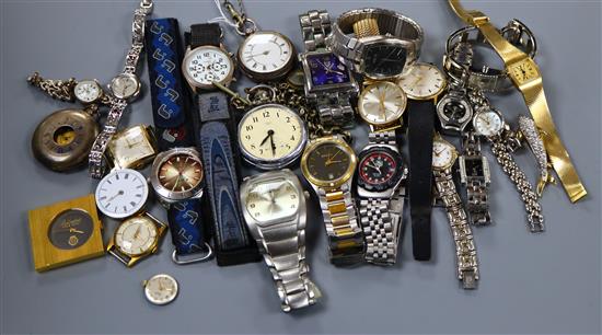 A mixed quantity of assorted wrist watches and a silver pocket watch.